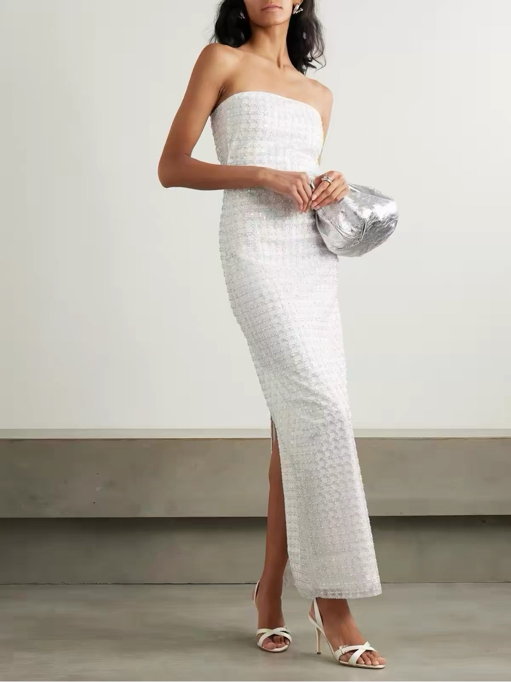 ROTATE BY BIRGER CHRISTENSEN Bridal Beaded Sequined Maxi Dress, XXS XS S M